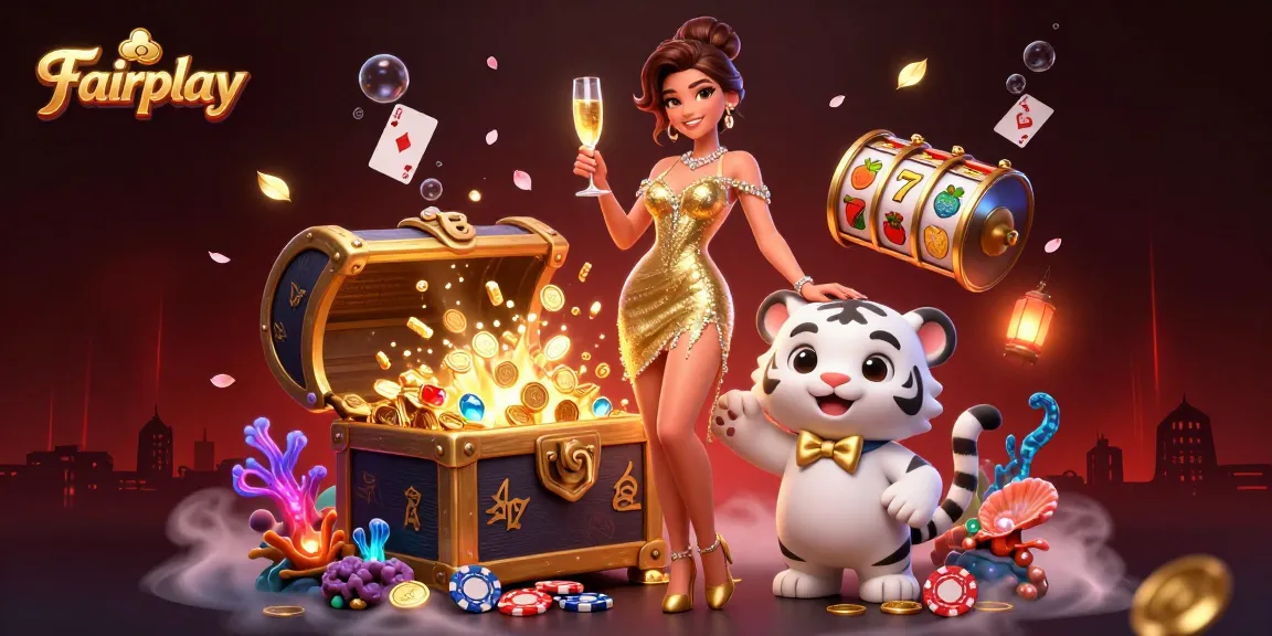 Experience Fairplay with a glamorous casino scene filled with sparkling characters and vibrant elements.