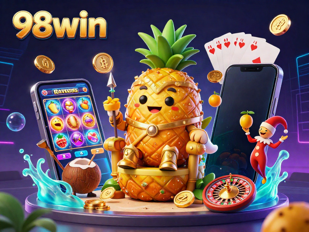 Experience the thrill of 98win with colorful slot games and dynamic casino elements.