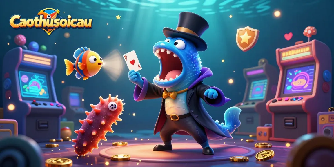caothusoicau showcases a magical underwater casino scene with vibrant characters performing tricks