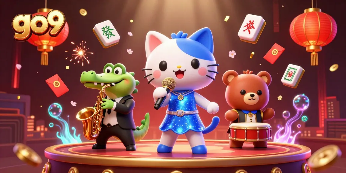 Engage in thrilling action at go9's vibrant online casino with a singing cat, saxophone crocodile, and drumming bear.