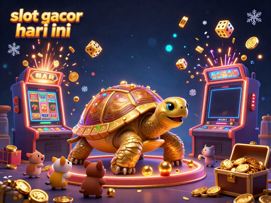Visual slot gacor hari ini yang menampilkan suasana permainan mesin slot dengan ledakan koin dan simbol berwarna.