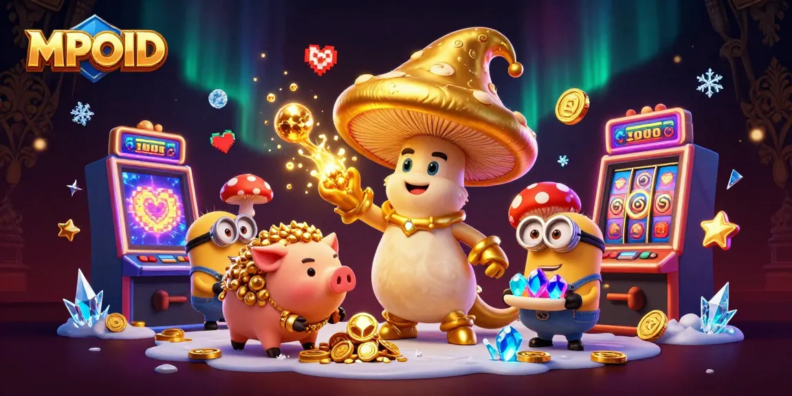 MPOID offers a magical gaming experience, featuring a wizard and treasures in a vibrant casino scene.