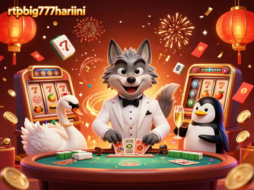 Experience slot gaming excitement and wins with rtpbig777hariini at a lively casino scene featuring our charming trio.