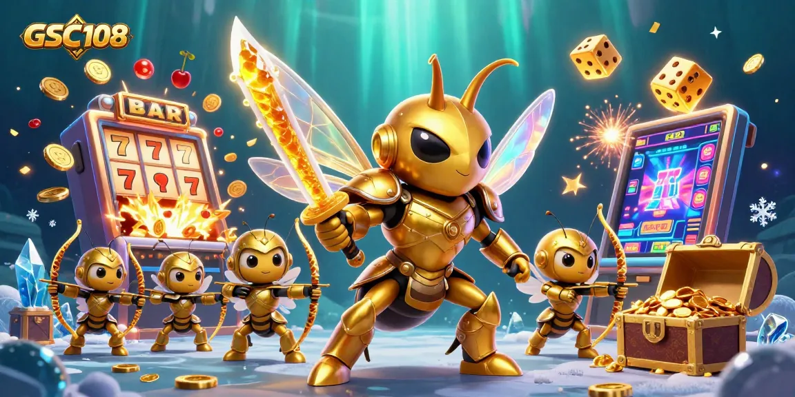 Experience the thrill of GSC108's dynamic casino adventures with a vibrant illustration showcasing epic wins and gaming excitement.