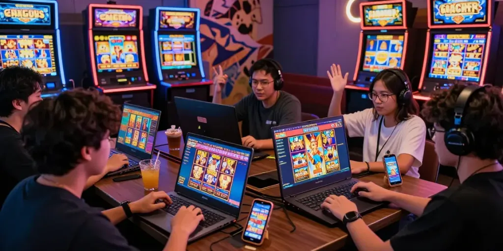 Engaged players enjoying slot gacor games in a dynamic online gaming environment.