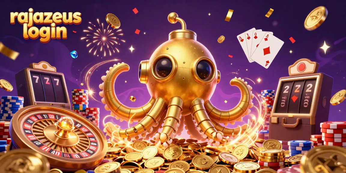 Permainan slot king, rajazeus login, di tengah emas berkilau dan efek kembang api.