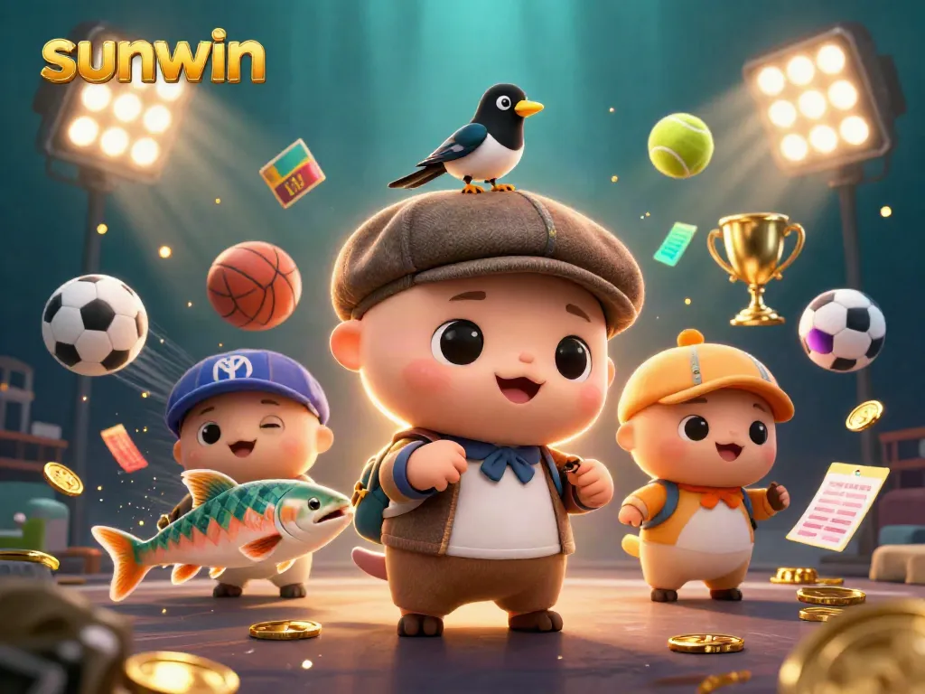 Experience thrilling moments with sunwin as adorable cartoon characters engage in vibrant casino-themed fun.