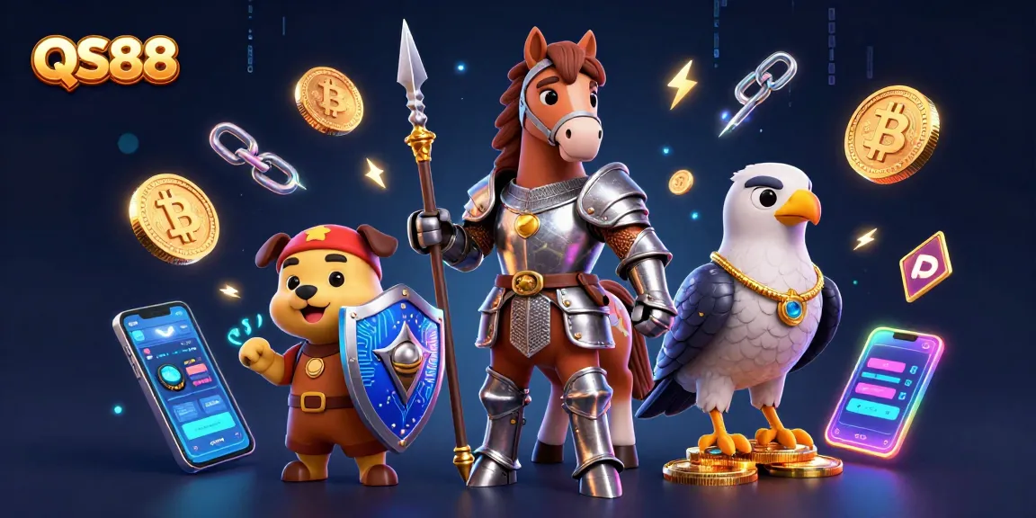 Experience thrilling gaming with QS88 as medieval knight, squire, and falcon unite in a vibrant casino.
