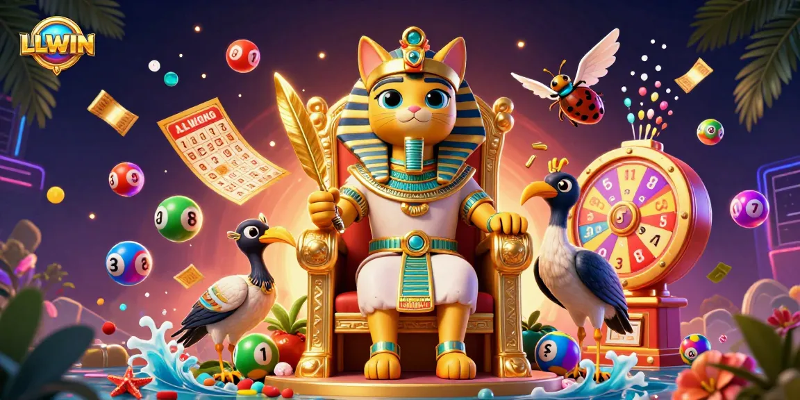 Experience exciting gaming action at LLWIN with vibrant lottery elements and dynamic characters.