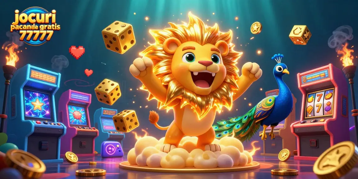 Joacă jocuri pacanele gratis 77777 cu un leu solar triunfător și simboluri de câteva sloturi celebre în această ilustrație 3D