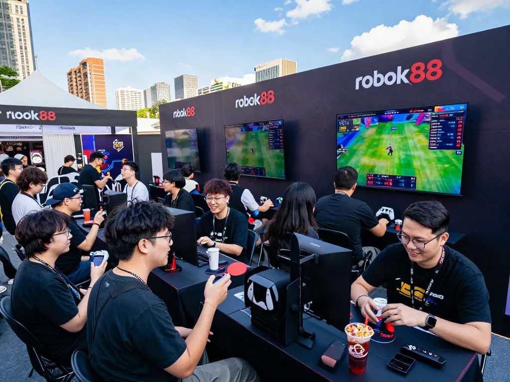 Gamers at a rokok88 community event enjoying interactive gaming experiences.