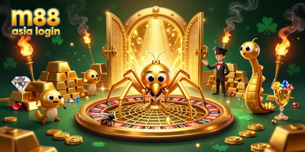 Experience the thrill of betting with m88 asia login, surrounded by treasure and casino excitement.
