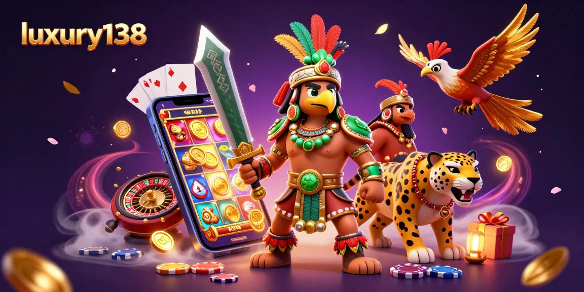 Spin vibrant slot reels and win big with luxury138 in this captivating casino illustration.