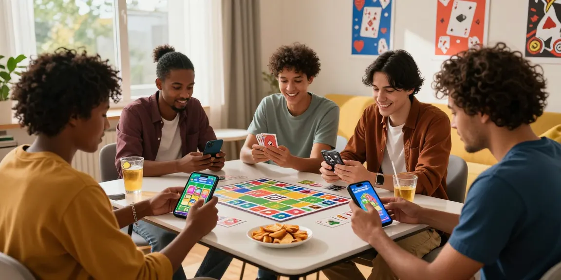 Play Card Rummy with friends and click here for a fun gaming experience, enjoying snacks and vibrant graphics.