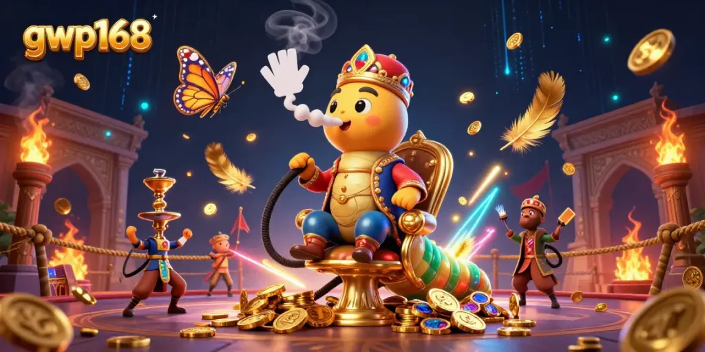 Permainan slot gacor di GWP168 dengan ilustrasi karakter menarik dan simbol poker