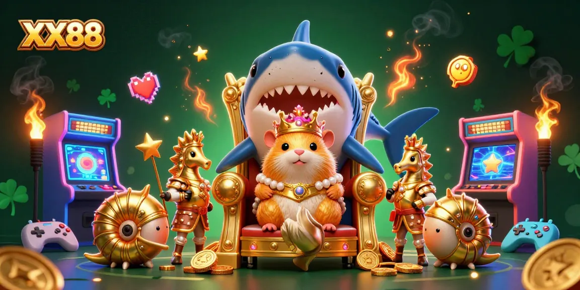 Engage in thrilling gameplay at XX88 with a majestic hamster king and animated game elements.