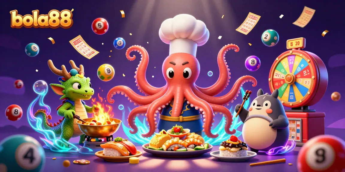 Bola88 engages players with vibrant 3D characters and lively casino elements celebrating big wins.