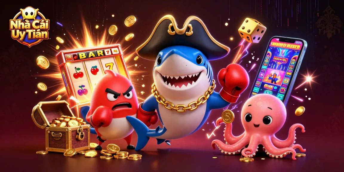 Experience thrilling action at Nhà Cái Uy Tín with dynamic characters enjoying casino games.