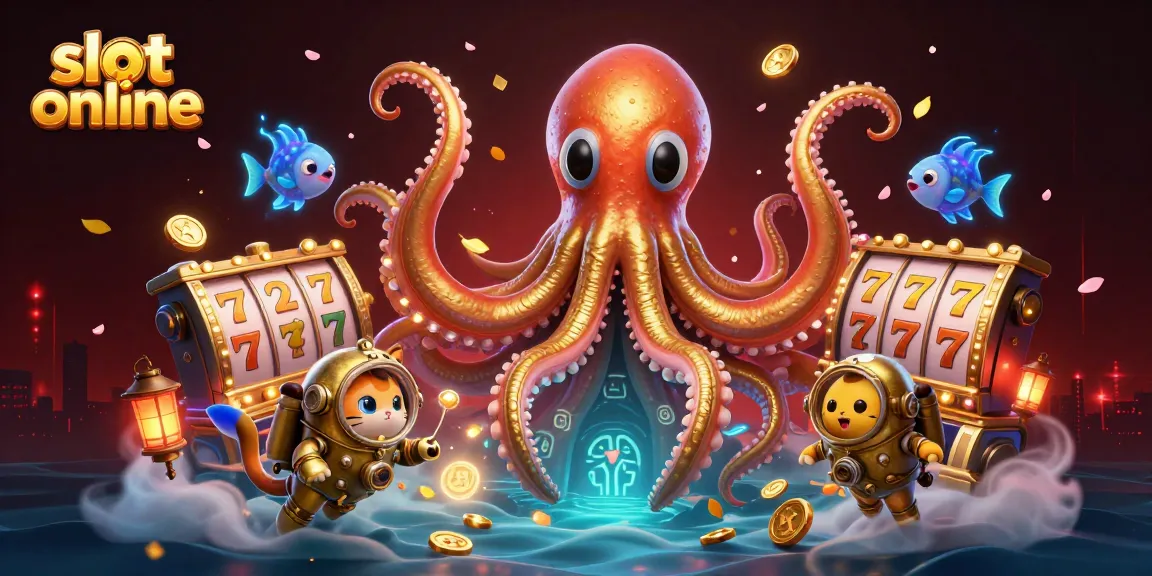 Menang slot online dengan karakter unik seperti kraken dan kucing penyelam dalam ilustrasi 3D yang menawan.