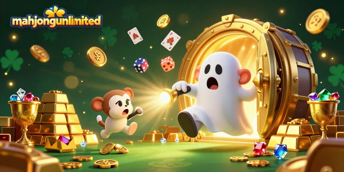 Engage with mahjongunlimited's exciting casino atmosphere with golden treasures and playful characters.
