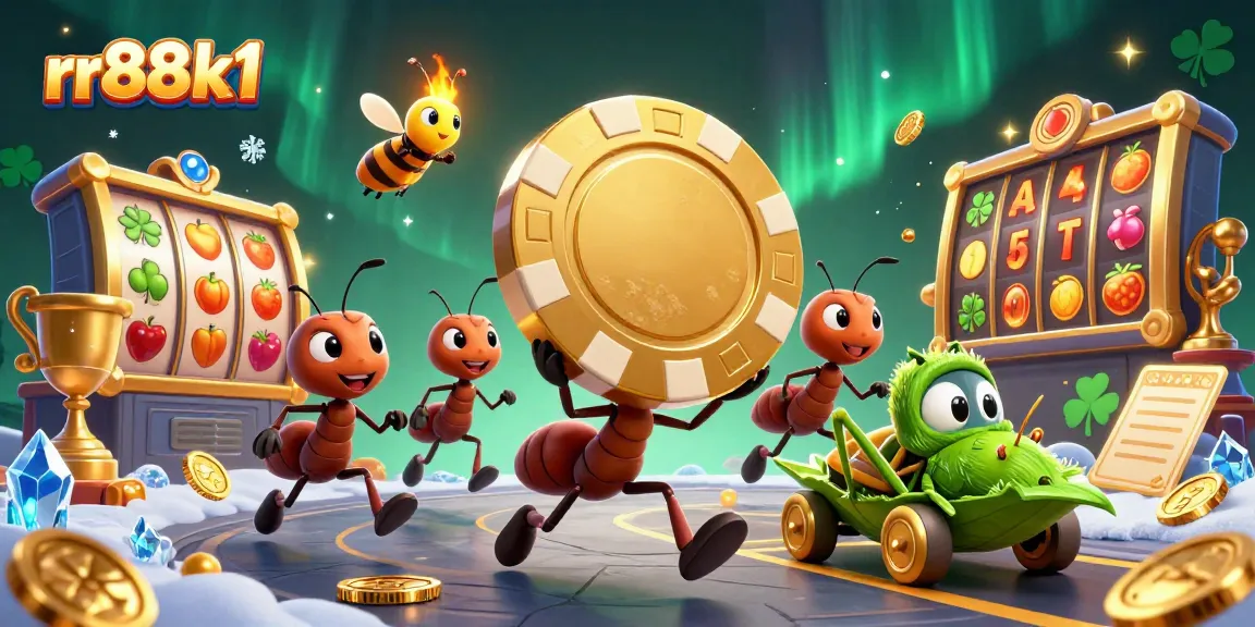 Engage in thrilling games at rr88k1, where ants heist big wins with golden poker chips.