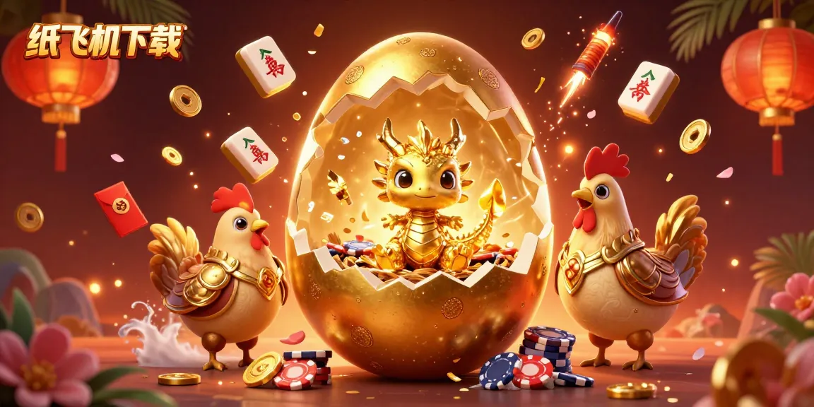 Engage with 纸飞机下载 through a vibrant illustration of a majestic golden dragon and poker chips.