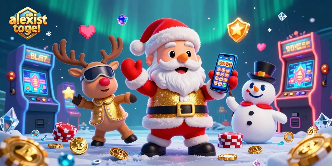 Mainkan slot jackpot menarik di alexistogel dengan Santa Claus, rusa, dan salju mewarnai permainan.
