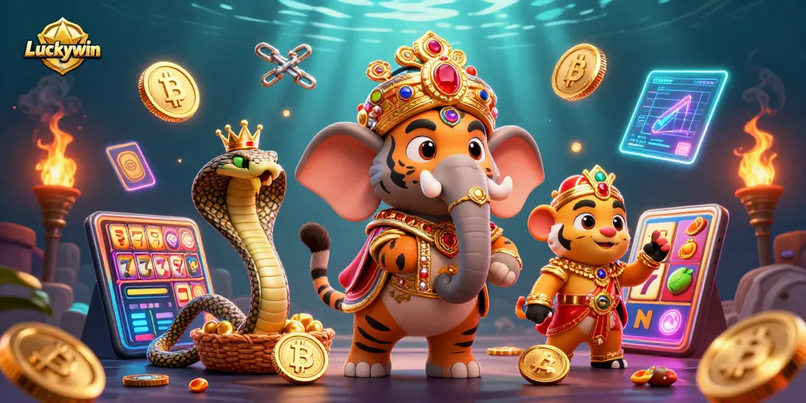 Engage in thrilling casino action with Luckywin's vibrant slot games, featuring animated characters and rich visuals.