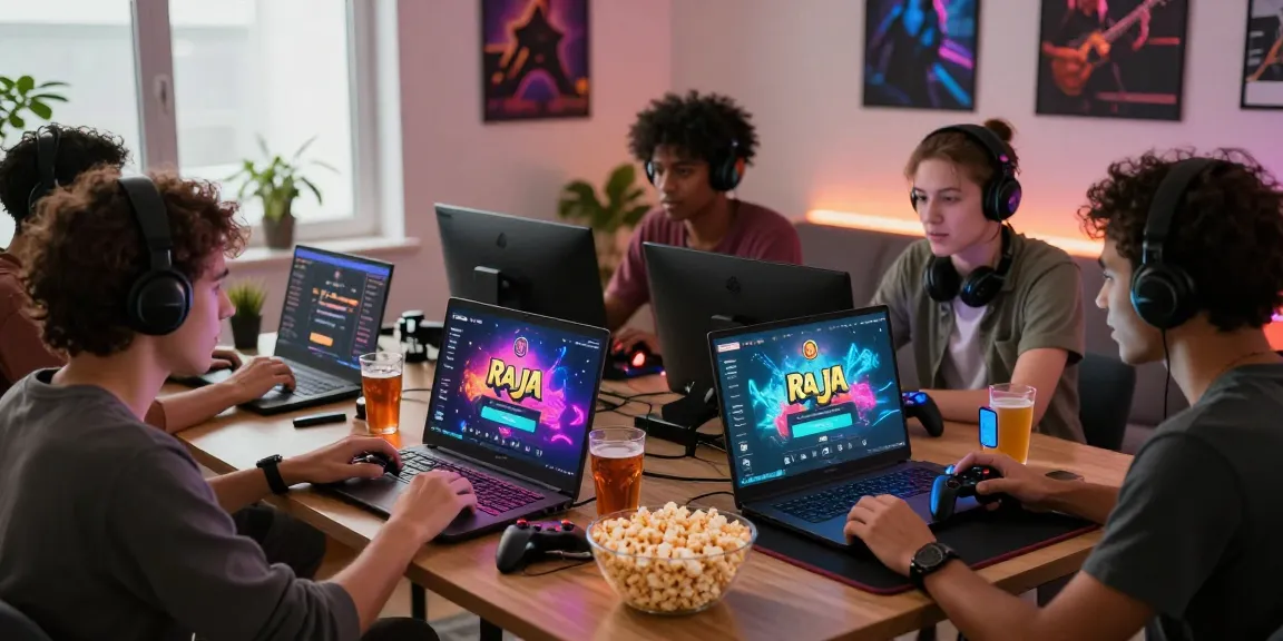 Excited players engaging in Raja Game login within a cozy gaming setup.