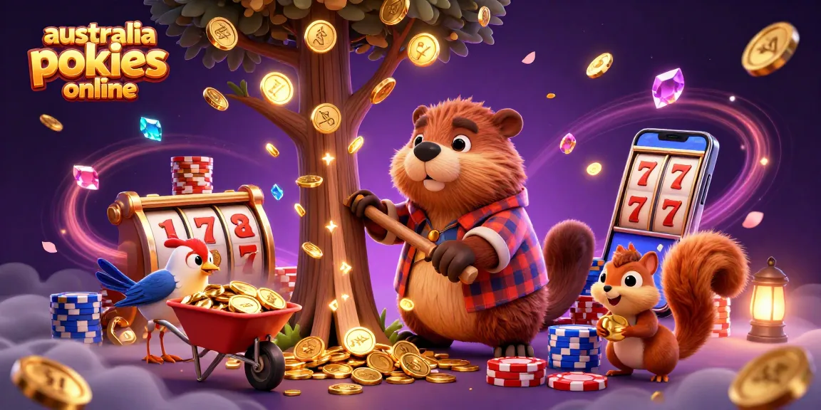 Experience the excitement of australia pokies online with a joyful beaver and friends celebrating wins together.