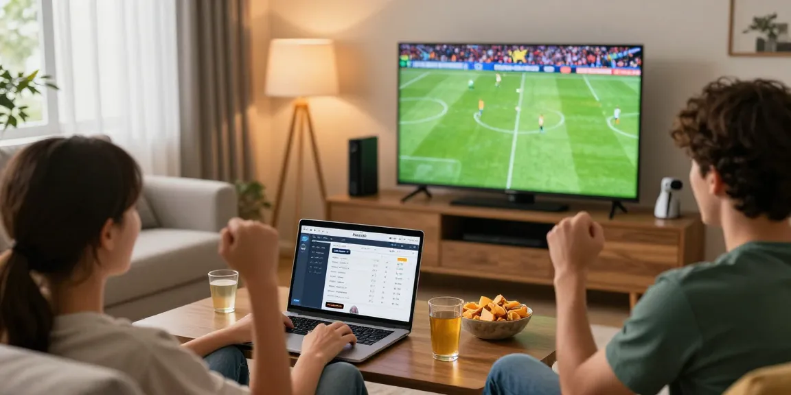 Pelota Libre live sports streaming experience with football match viewing in a cozy living room setting.