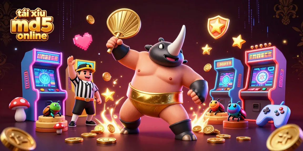 Experience thrilling gameplay at tài xỉu md5 online with vibrant 3D illustrations showcasing dynamic casino elements.