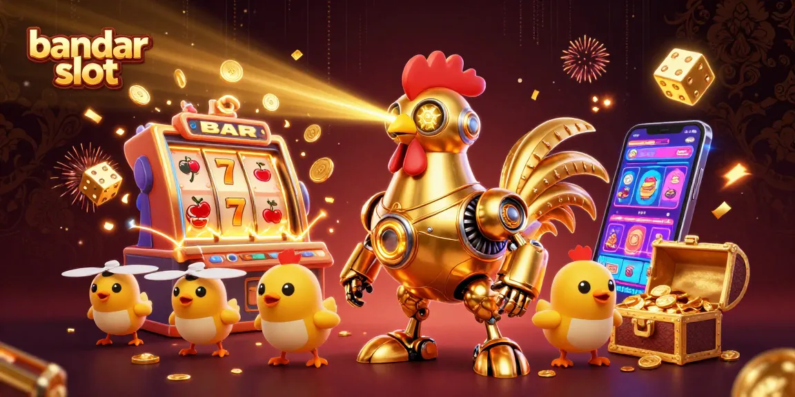 Menangkan bandar slot dengan robot ayam emas 3D dan mesin slot yang meledak.